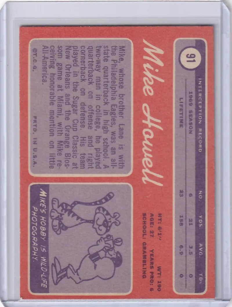 Baseball trading card showcasing Mike Howell, Topps Football, Cleveland Browns stats