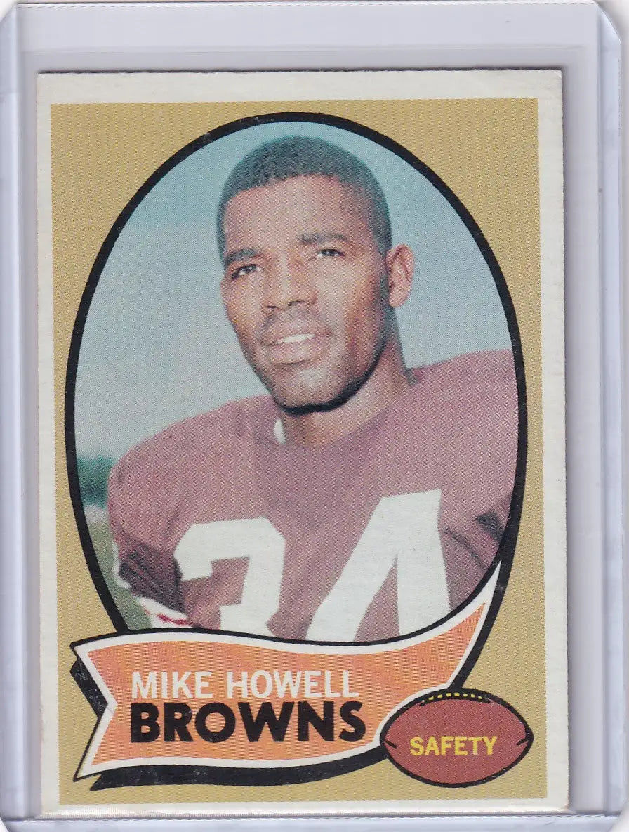 Vintage Topps Football card of Mike Howell, Cleveland Browns Safety, jersey number 34