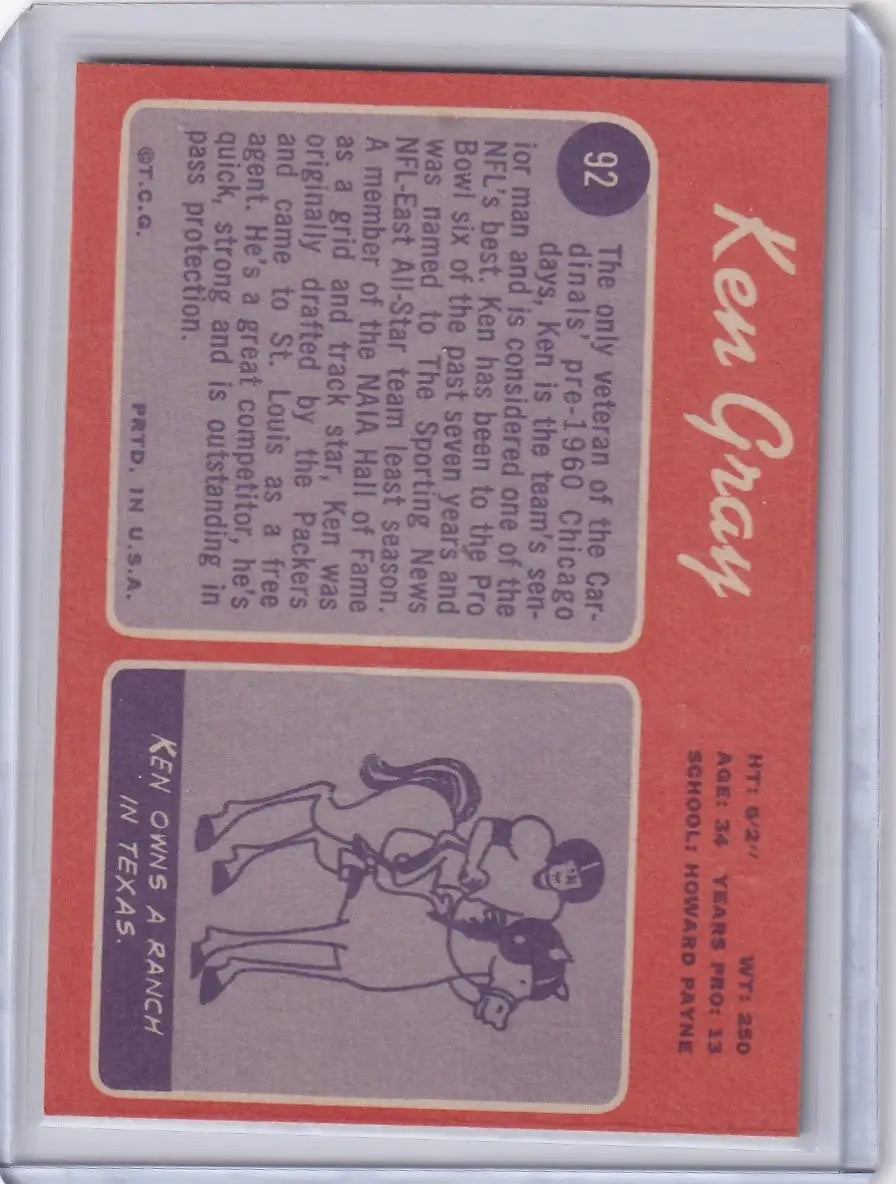 1970 Topps Football #92 Ken Gray - St. Louis Cardinals