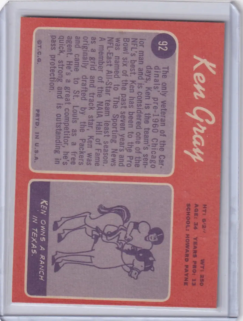 1970 Topps Football #92 Ken Gray - St. Louis Cardinals