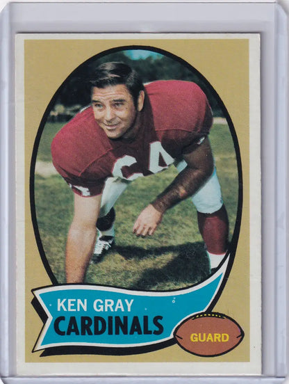 Vintage Topps Football card of Ken Gray in three-point stance for St. Louis Cardinals