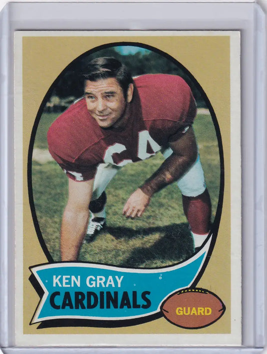 Vintage Topps Football card of Ken Gray in three-point stance for St. Louis Cardinals
