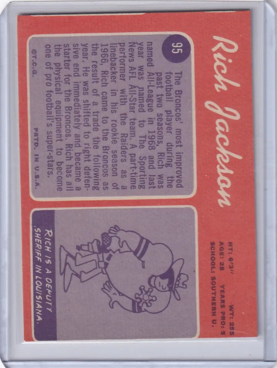1970 Topps Football #95 Rich Jackson RC - Denver Broncos