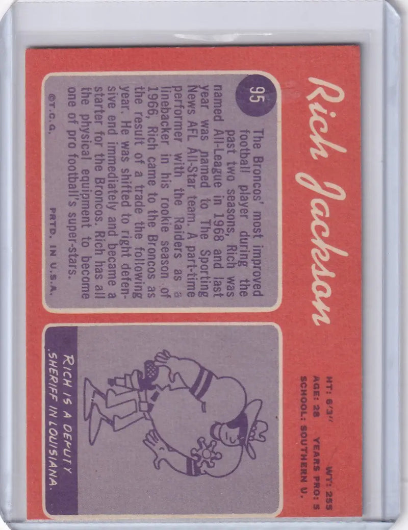 1970 Topps Football #95 Rich Jackson RC - Denver Broncos