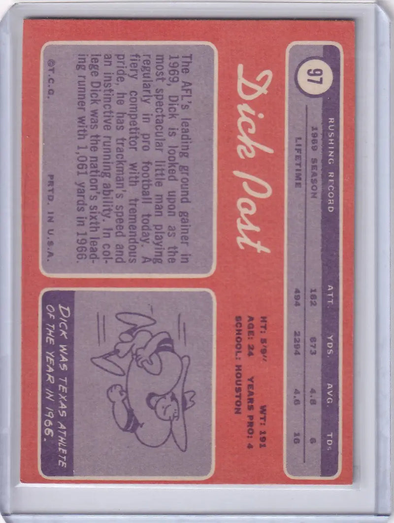 1970 Topps Football #97 Dick Post RC - San Diego Chargers - Football Card Single