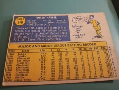 1970 Topps - Tommy Harper #370. Seattle Pilots. EX - Baseball Card Single