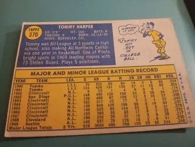 1970 Topps - Tommy Harper #370. Seattle Pilots. EX - Baseball Card Single