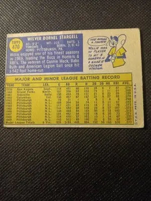 1970 Topps - Willie Stargell #470. Pirates. VG+ - EX - Baseball Card Single