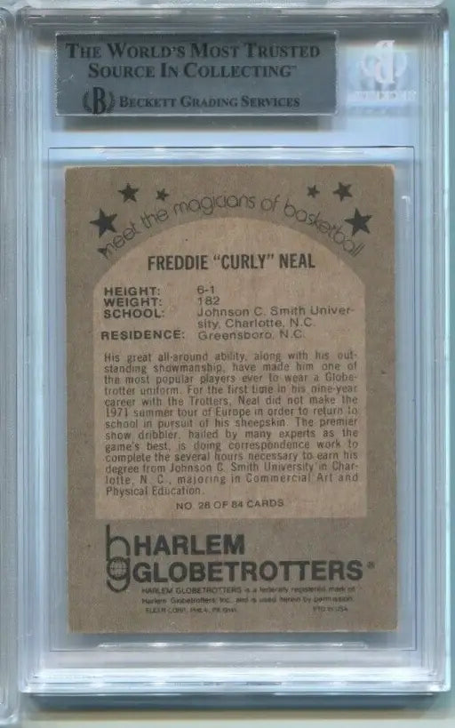 Freddie Curly Neal basketball card from Fleer Harlem Globetrotters 1971-72 series