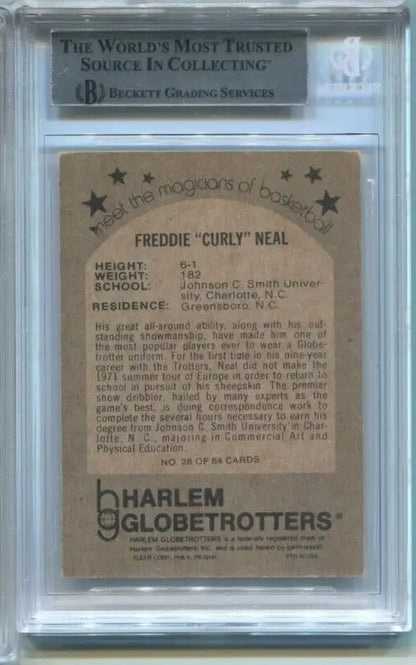 Freddie Curly Neal basketball card from Fleer Harlem Globetrotters 1971-72 series