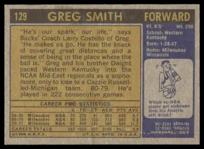 1971-72 Topps #129 Greg Smith - Basketball Card Single