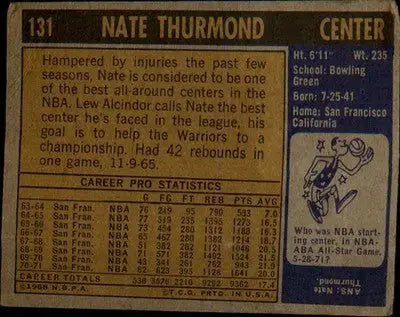 1971-72 Topps #131 Nate Thurmond - Basketball Card Single