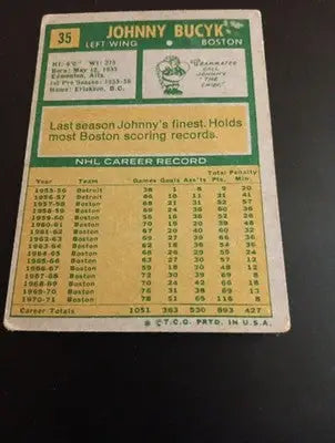 1971-72 Topps - Johnny Bucyk #35. Boston Bruins. lower grade. GD+ - VG. - Hockey Card Single