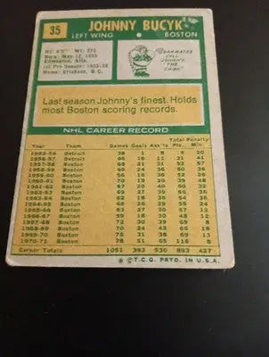 1971-72 Topps - Johnny Bucyk #35. Boston Bruins. lower grade. GD+ - VG. - Hockey Card Single