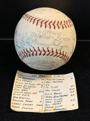 1971 San Francisco Giants Team Baseball Willie Mays McCovey Gaylord Perry 24Sigs
