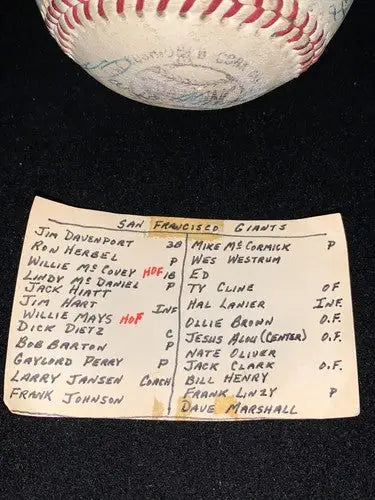 1971 San Francisco Giants Team Baseball Willie Mays McCovey Gaylord Perry 24Sigs