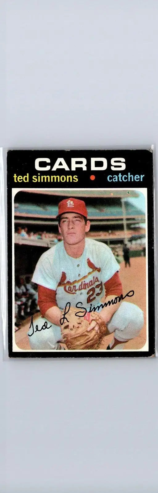 Ted Simmons baseball card from 1971 Topps #117 featuring Louis Cardinals star player