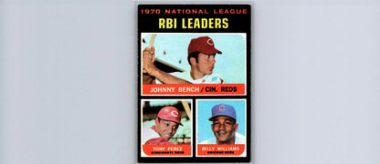 1971 Topps #64 1970 National League RBI Leaders baseball card featuring Johnny Bench
