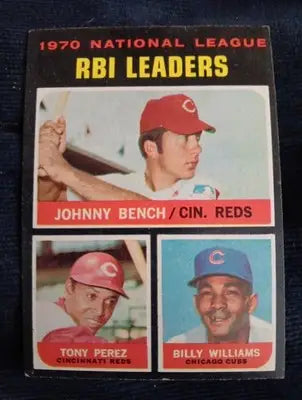 1971 Topps #64 - NL RBI Leaders. Johnny Bench Tony Perez Billy Williams. EX - Baseball Card Single