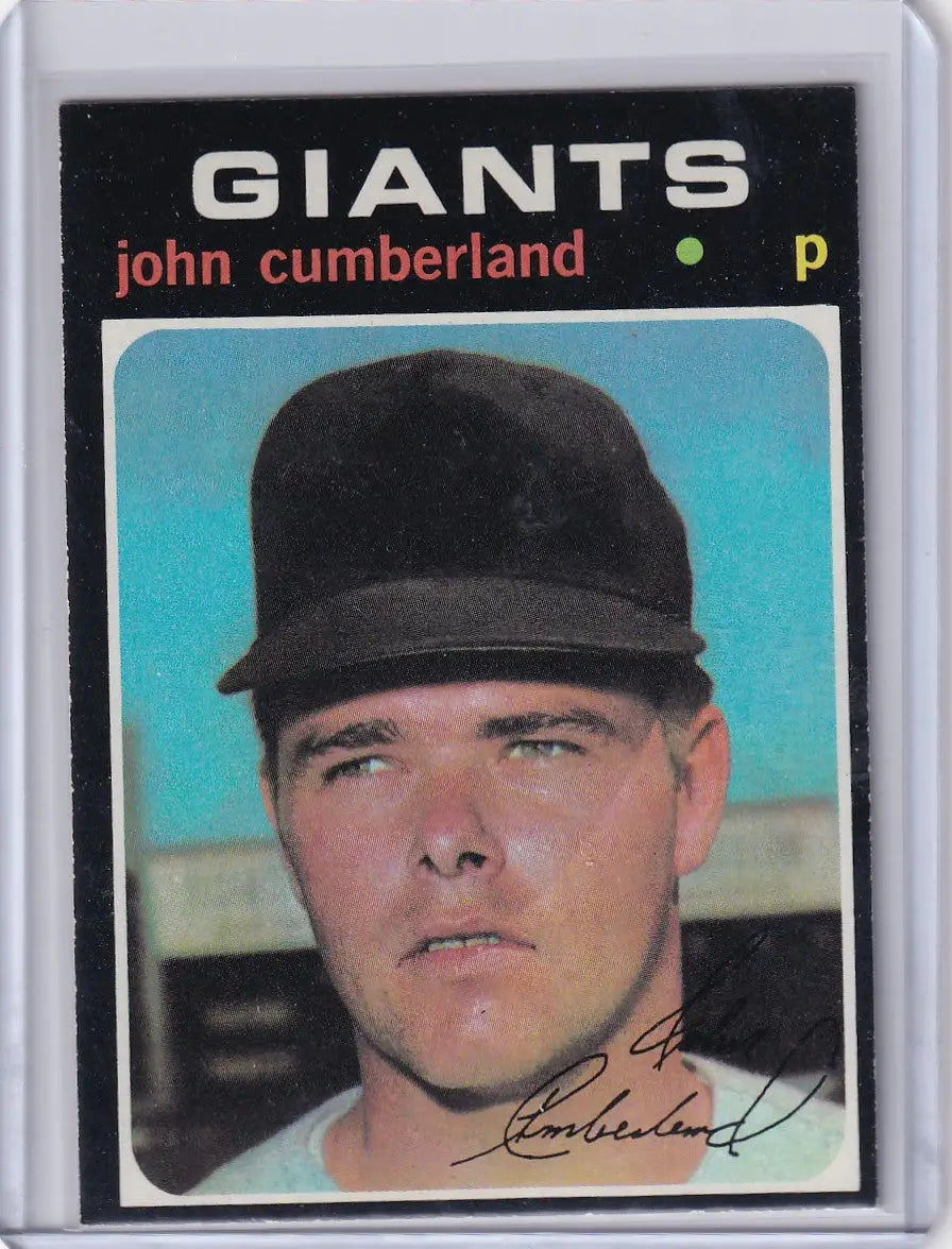 1971 Topps Baseball card of John Cumberland, pitcher for the San Francisco Giants