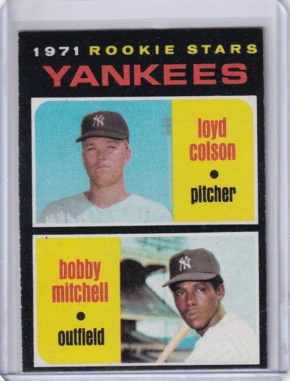 Baseball card of 1971 Yankee Rookies Loyd Colson and Bobby Mitchell RC by Topps