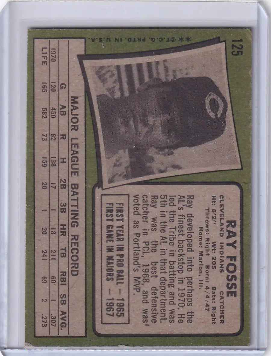1971 Topps Baseball #125 Ray Fosse - Cleveland Indians