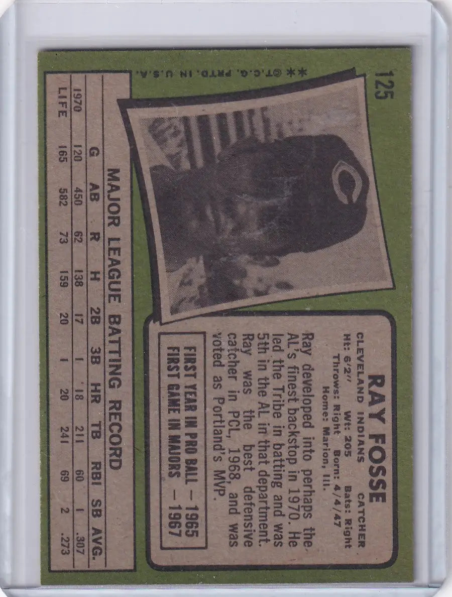 1971 Topps Baseball #125 Ray Fosse - Cleveland Indians