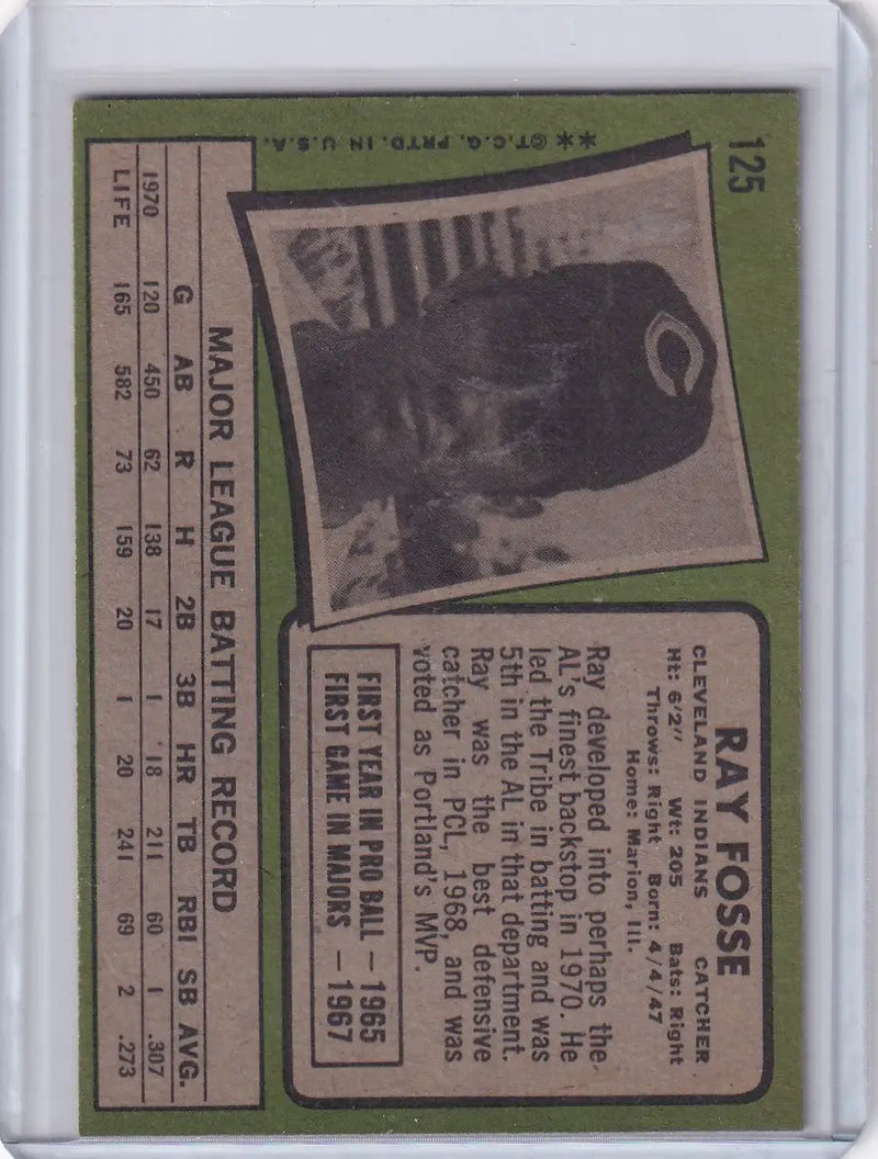 1971 Topps Baseball #125 Ray Fosse - Cleveland Indians