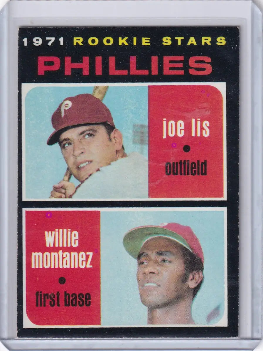 1971 Topps Baseball card showcasing Phillies Rookies Joe Lis and Willie Montanez