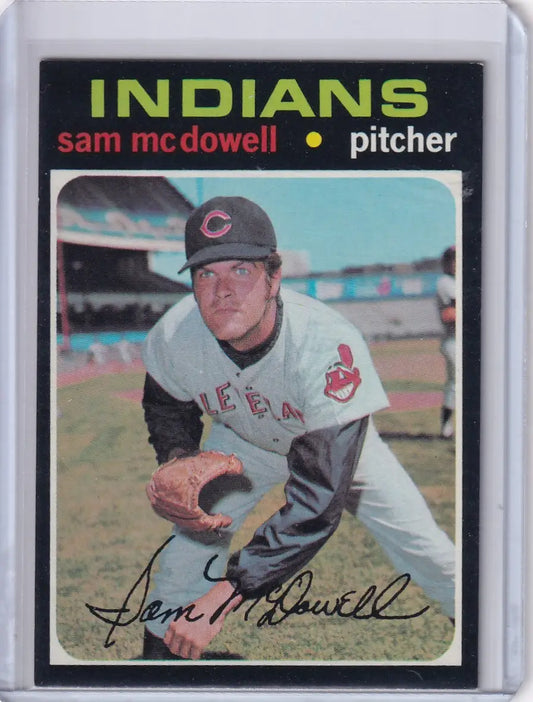 1971 Topps Baseball card of Sam McDowell featuring Cleveland Indians pitcher uniform