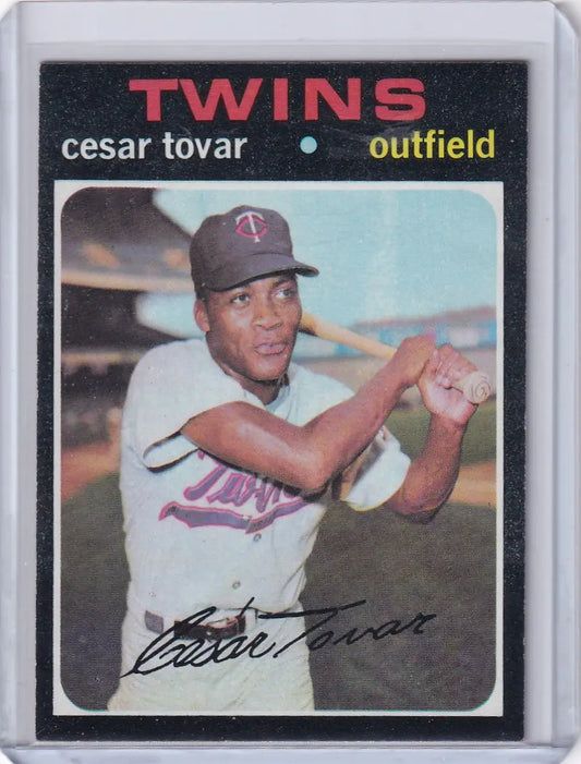 1970 Topps Cesar Tovar baseball card featuring Minnesota Twins player in a Topps baseball collection