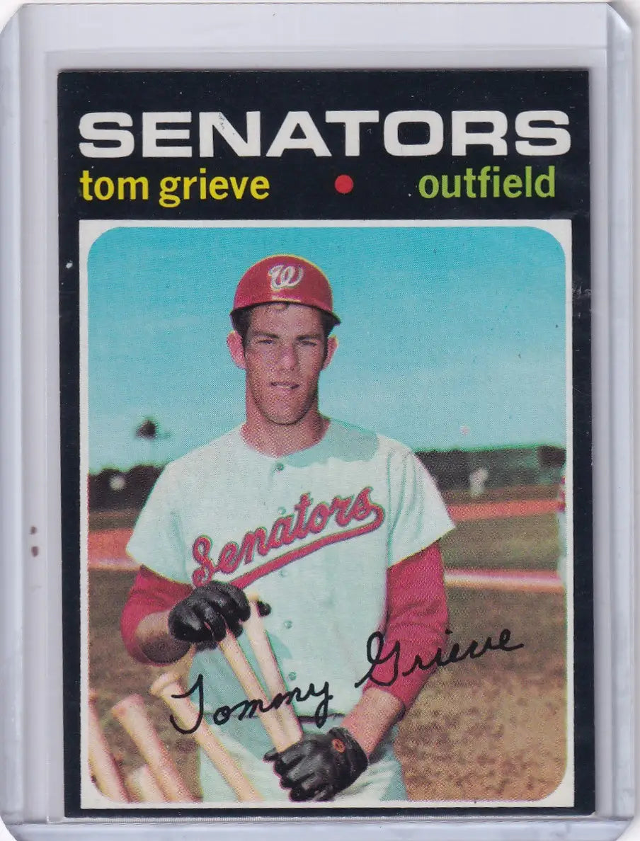 Vintage 1971 Topps Baseball card of Tom Grieve, Washington Senators outfielder