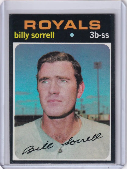 1971 Topps Baseball card of Billy Sorrell for the Kansas City Royals team