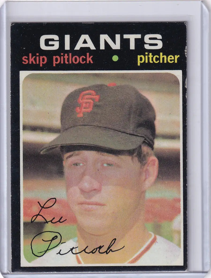 Baseball card of Skip Pitlock, San Francisco Giants pitcher in Topps Baseball design