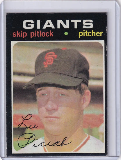 Baseball card of Skip Pitlock, San Francisco Giants pitcher in Topps Baseball design