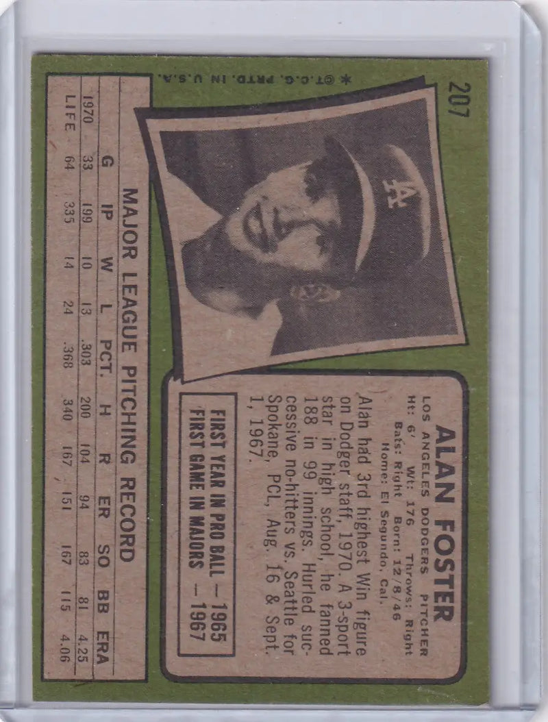 1971 Topps Baseball #207 Alan Foster - Los Angeles Dodgers