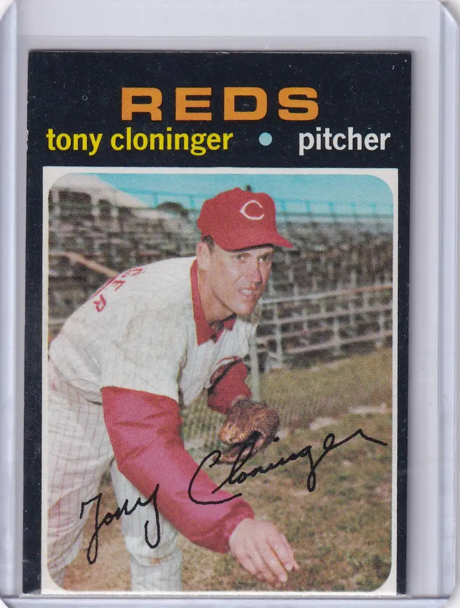 Vintage Topps Baseball card of Tony Cloninger pitching for the Cincinnati Reds