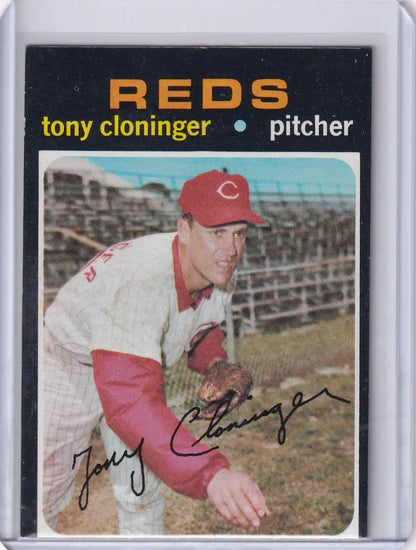 Vintage Topps Baseball card of Tony Cloninger pitching for the Cincinnati Reds