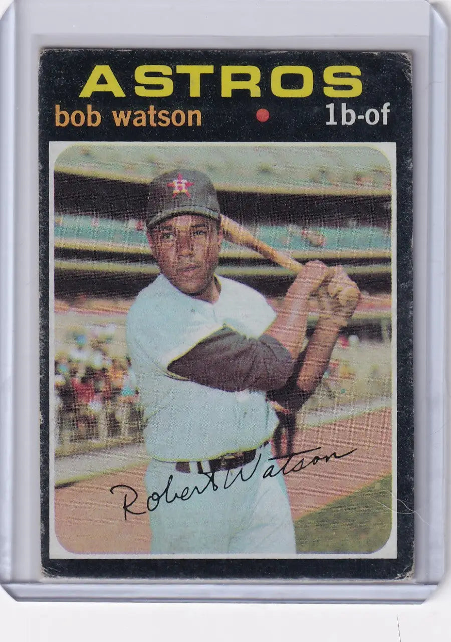 Vintage Topps Baseball card of Bob Watson from the Houston Astros 1971 series
