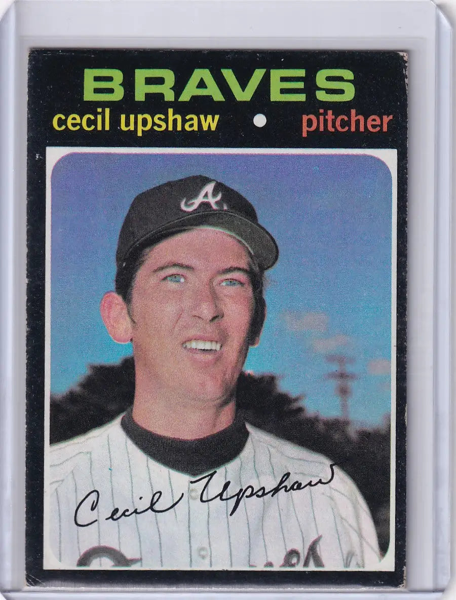 Baseball card of Cecil Upshaw from 1971 Topps Baseball, Atlanta Braves pitcher