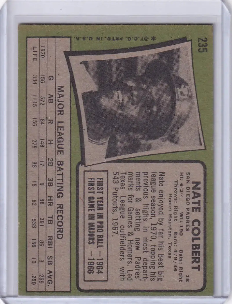1971 Topps Baseball #235 Nate Colbert - San Diego Padres