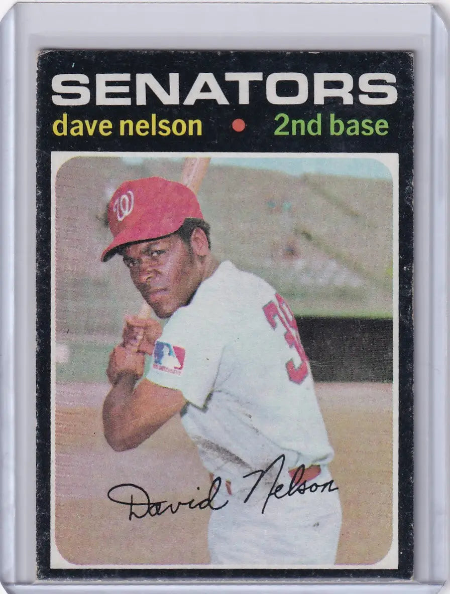 Baseball card of Dave Nelson, second baseman for the Washington Senators, Topps Baseball