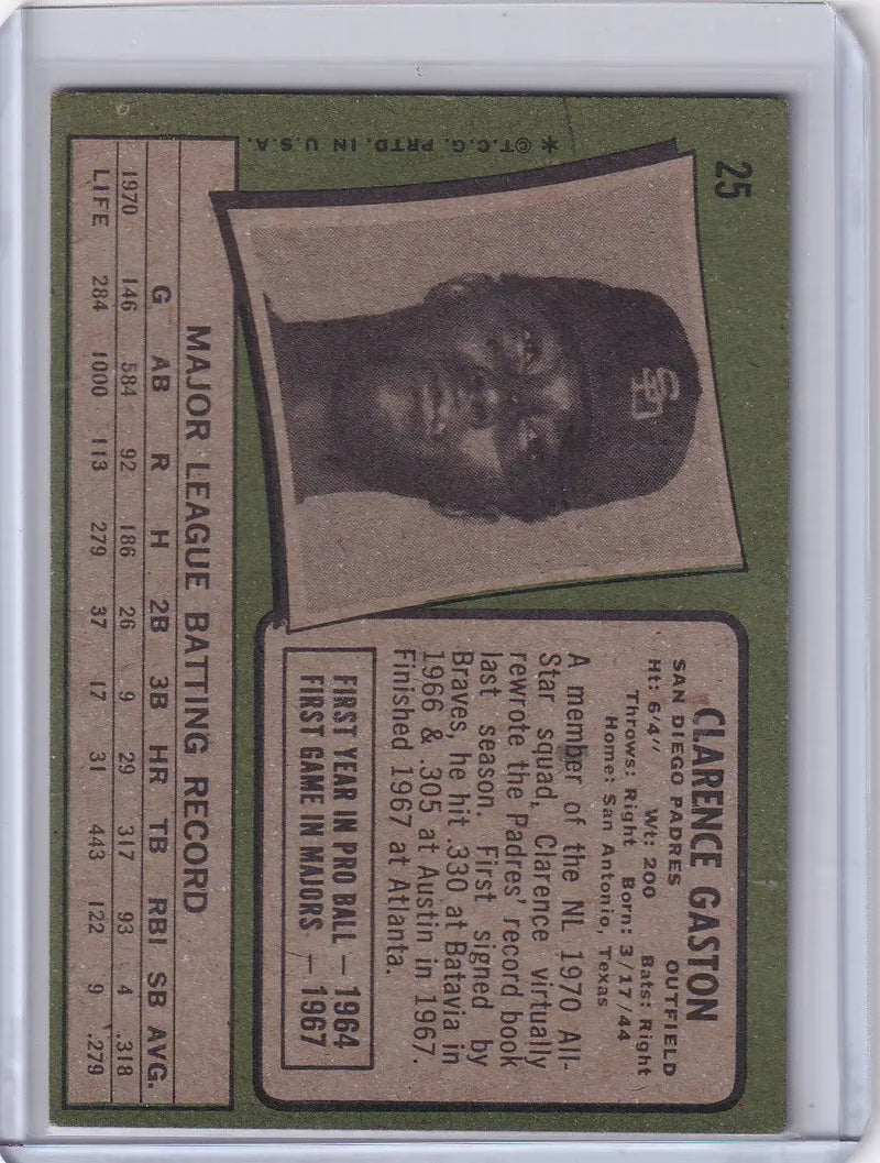 1971 Topps Baseball #25 Cito Gaston - San Diego Padres