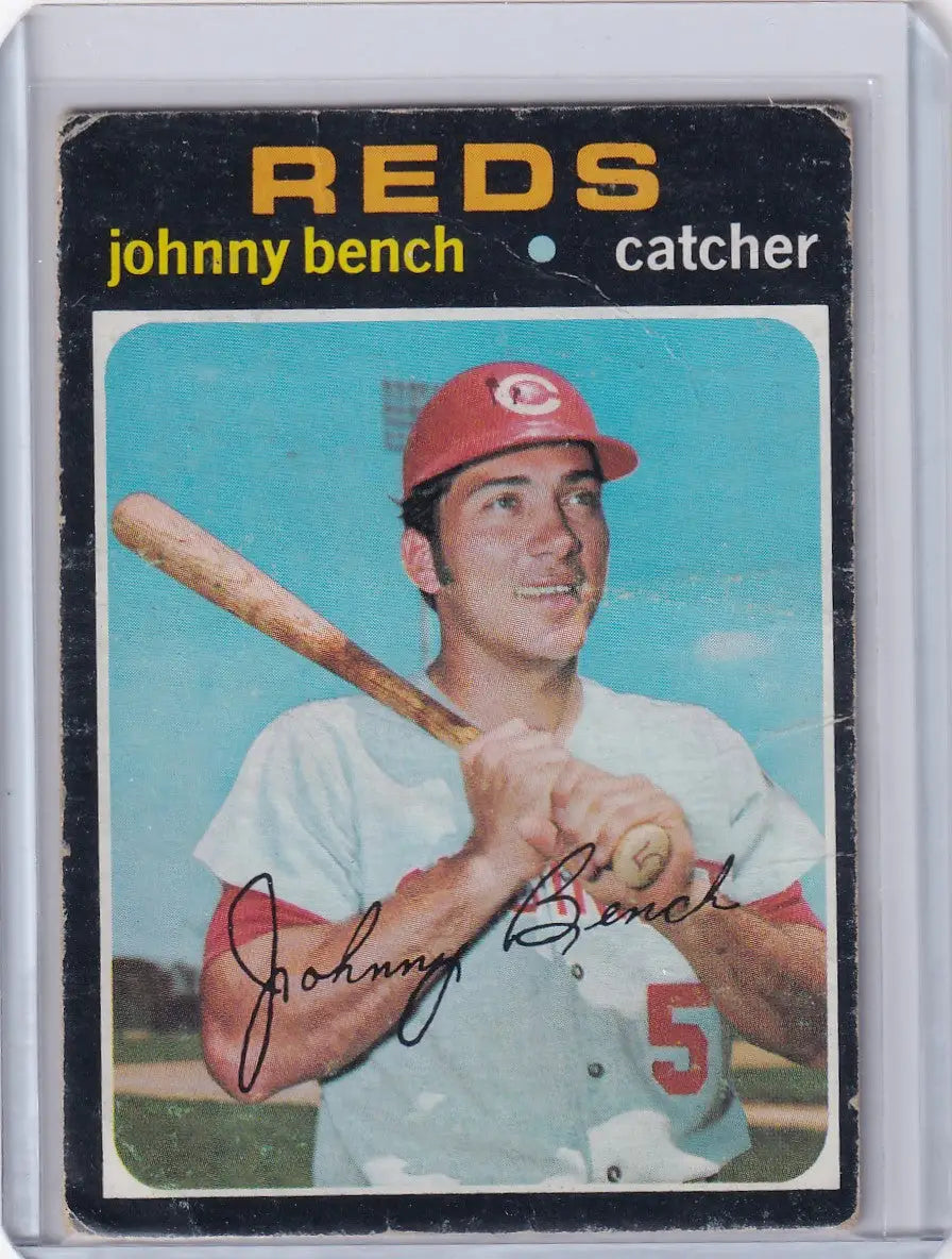 1971 Topps Baseball #250 Johnny Bench card showcasing the Cincinnati Reds star player