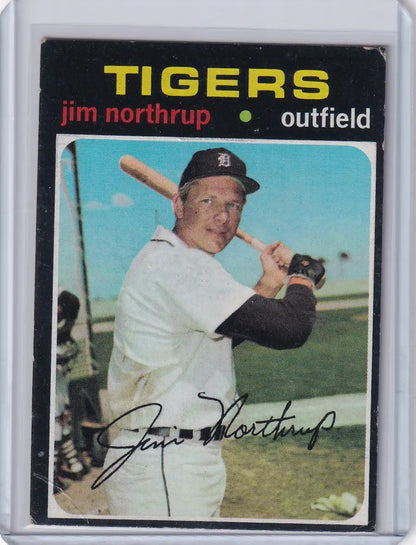 Vintage 1971 Topps Baseball card of Jim Northrup in Detroit Tigers uniform at bat