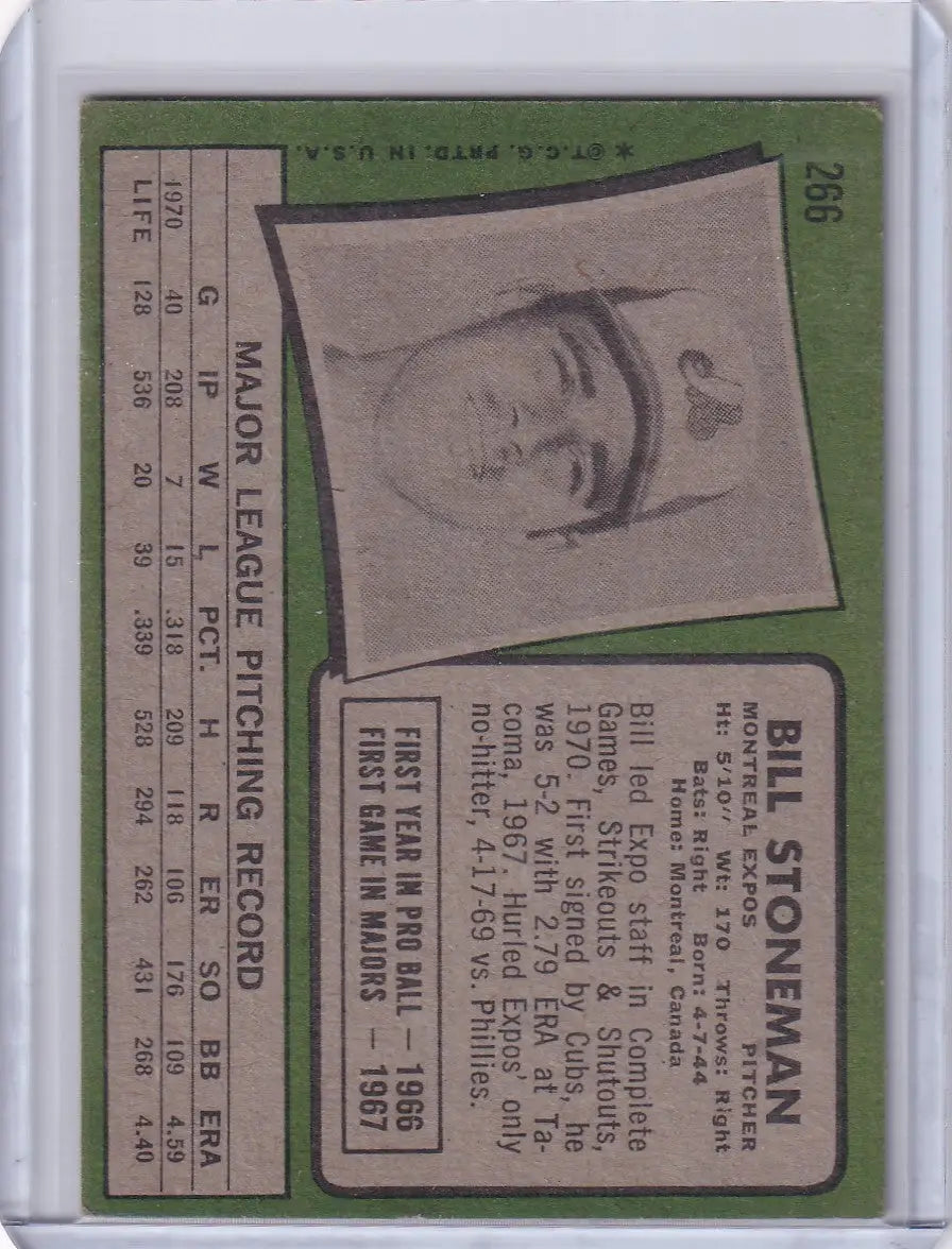 1971 Topps Baseball #266 Bill Stoneman - Montreal Expos