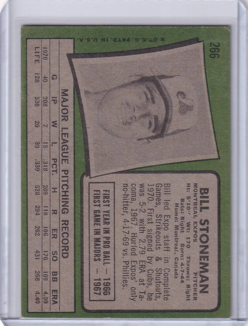 1971 Topps Baseball #266 Bill Stoneman - Montreal Expos