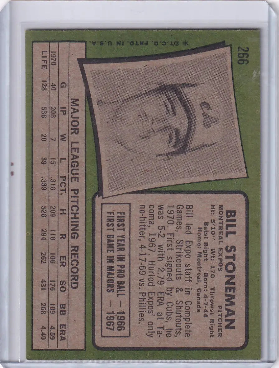 1971 Topps Baseball #266 Bill Stoneman - Montreal Expos