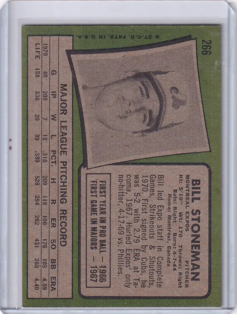 1971 Topps Baseball #266 Bill Stoneman - Montreal Expos