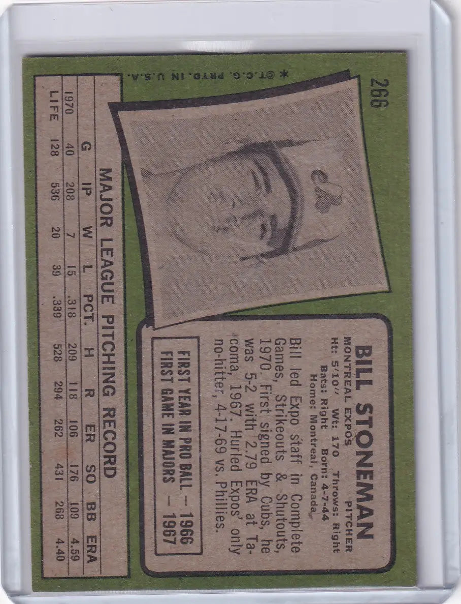1971 Topps Baseball #266 Bill Stoneman - Montreal Expos